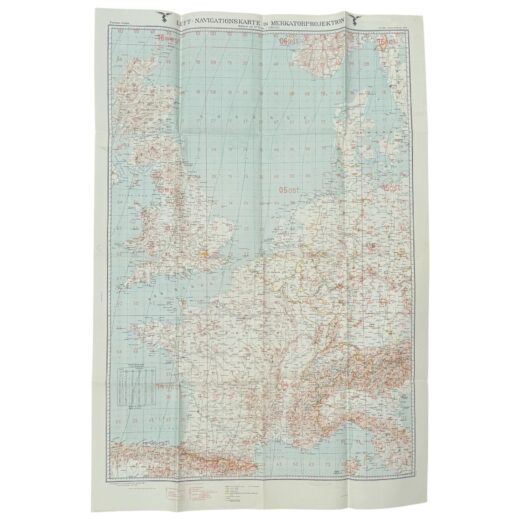 Duitse WO2 Luftwaffe navigatiekaart Europa