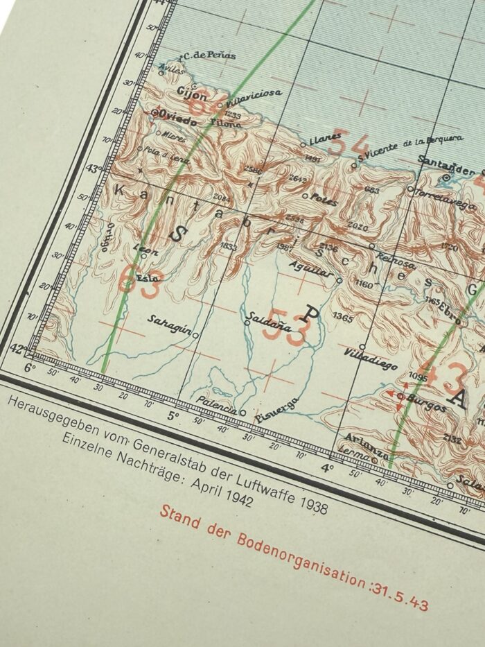 Duitse WO2 Luftwaffe navigatiekaart Europa - Afbeelding 5