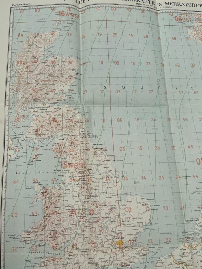 Duitse WO2 Luftwaffe navigatiekaart Europa - Afbeelding 6