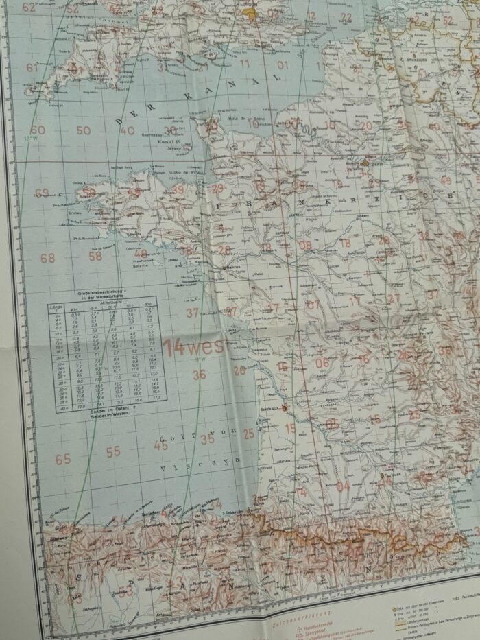 Duitse WO2 Luftwaffe navigatiekaart Europa - Afbeelding 9