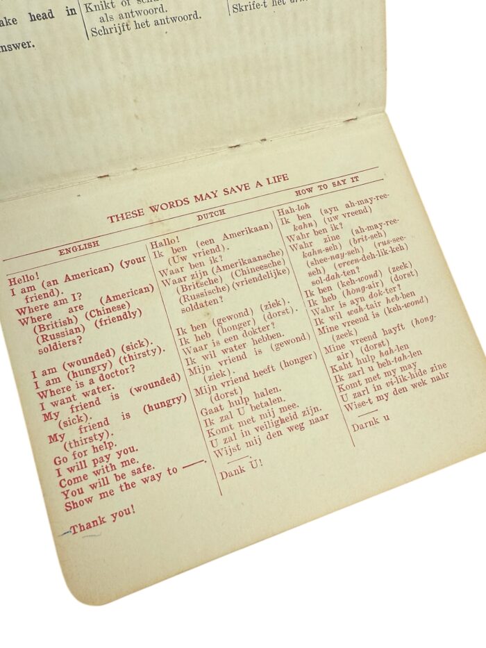 Amerikaans WO2 Phrase Book Dutch - Afbeelding 2