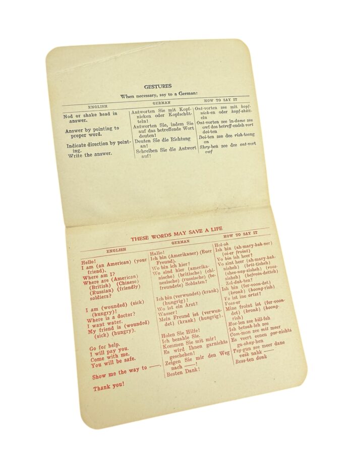 Amerikaans WO2 Phrase Book German - Afbeelding 2