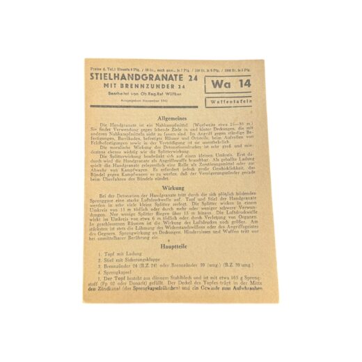 Duitse WO2 Stielhandgranate handleiding