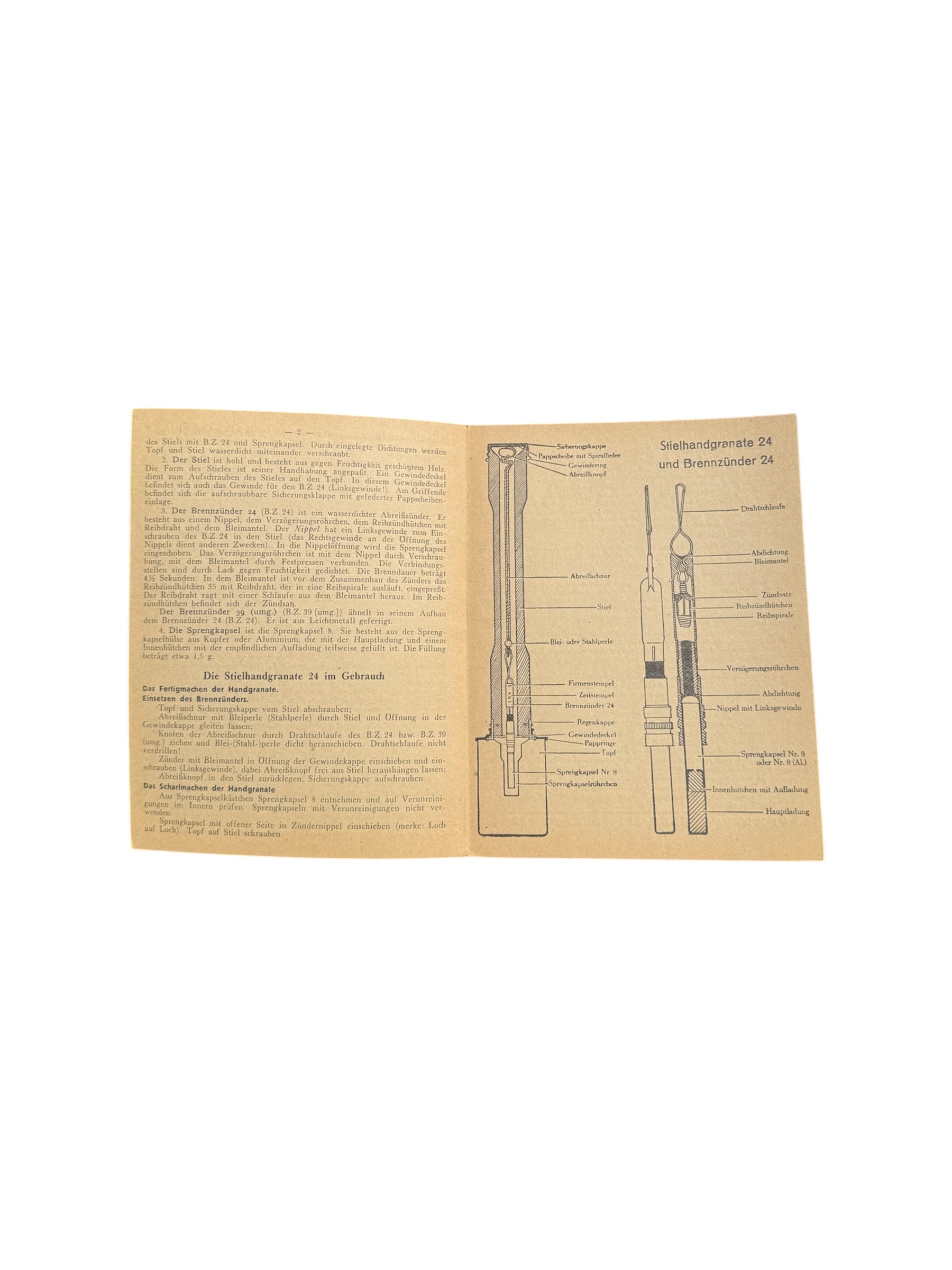 Duitse WO2 Stielhandgranate handleiding - Afbeelding 2